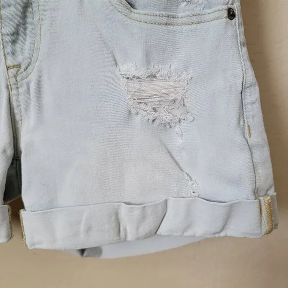Guess Light Wash Destroyed Cuffed Denim Shorts - Picture 6 of 16